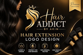 make hair extension logo beauty feminine hair extensions cosmetic flyer