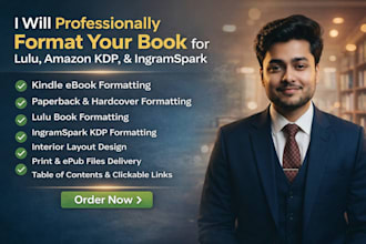 do book formatting for amazon KDP, ingramspark and lulu