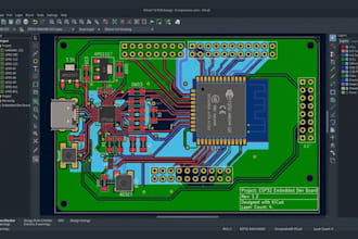 design esp32 pcb and 4 layer kicad layout for embedded systems