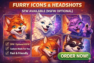 draw a custom furry headshot icon for your fursona or anthro character
