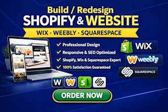 build shopify store, redesign wix, weebly, squarespace website or shopify design