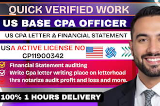 audit financial or prepare us cpa letter, 1hr notarize p and l, us cpa letter