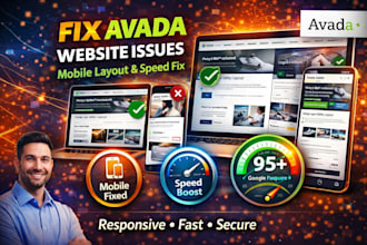 fix avada website layout mobile issues and speed optimization