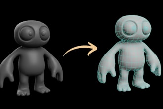 do 3d model retopology and uv mapping 3d character modeling, model fix texturing