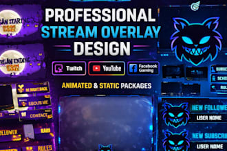 do custom stream overlay animated twitch overlay vtuber overlay for streamers