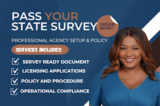 set up home care, write state compliance policy, and prepare you for survey