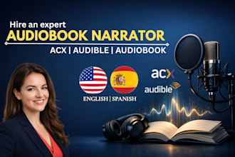 narrate audiobook, voice over for acx and audible, american and spanish
