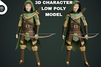 model 3d low poly character for game asset, props for game, rigging, game art