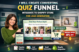create converting quiz funnel integrate to shopify store for lead generation