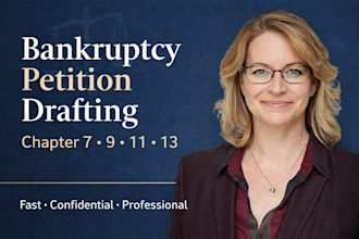 draft bankruptcy petitions, chapter 7, 9, 11, 13, debt relief and court appeals