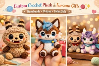 crochet pattern handmade plush collectible furry fursona birthday gift labubu