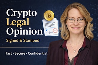 prepare signed and stamped blockchain, web3 and cryptocurrency legal opinions