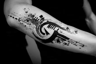 custom an abstract black and white tattoo design
