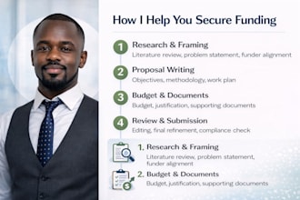 write grant proposals, grant research and funding applications