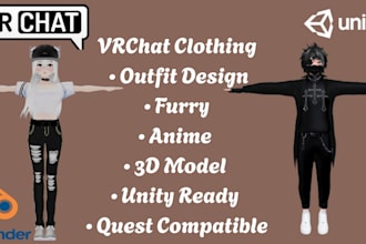 create a custom vrchat outfit garment accessories helmet props weapons clothing
