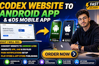convert or migrate codex website to android app ios mobile app to play store