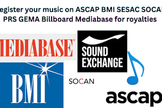 registration on ascap bmi sesac socan prs gema billboard mediabase