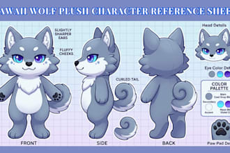 design custom plushie reference sheet stuffed animal oc plush toy ych tech pack