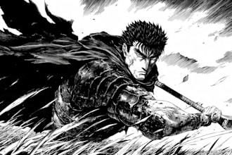 manga page custom dark berserk style art in high quality