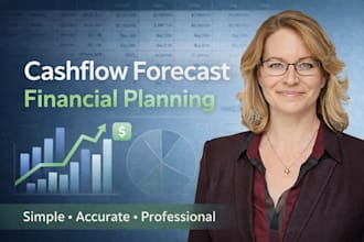 prepare monthly cashflow, income expenses forecast and business startup plan