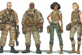 draw army soldier military themed illustration