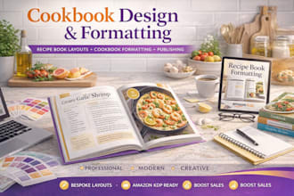 design recipe book layout, cookbook formatting and publishing