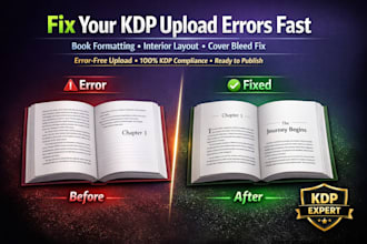 fix KDP upload errors, book interior formatting, and cover bleed issues