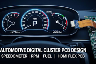design automotive digital instrument cluster pcb, speedometer, rpm, fuel gauge