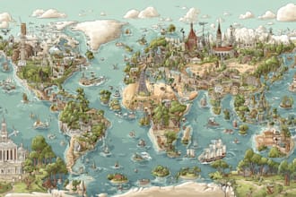 draw vector travel map of a city or a country