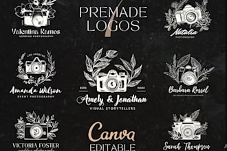 do retro hand drawn photography camera shop logo