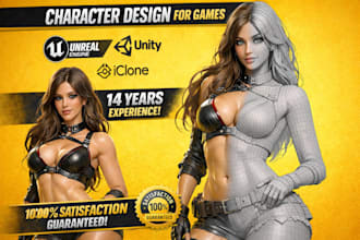 create high quality 3d character modeling for games, animation, unreal and unity