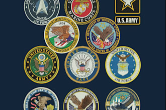 create hand drawn veteran military logo
