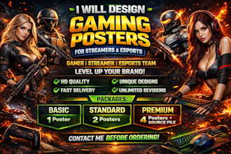 create professional gaming posters for streamers and esports