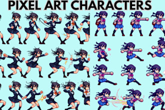 create pixel art character sprite sheet pixel animation 2d game assets design