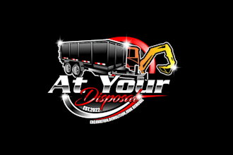 create graceful fantastic dumpster and excavator logo design