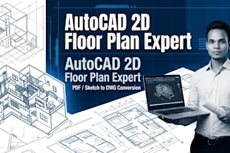 convert PDF, sketch, image to autocad 2d floor plan dwg