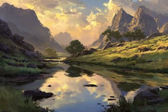 draw fantasy landscape or enviroment art