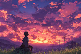 draw anime background, 2d environment, landscape