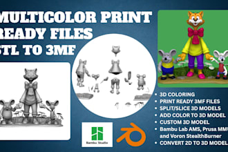 color and convert stl to multicolor 3mf obj 3d model bambu lab 3d printing