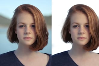 green screen background remove, and hair mask, with headshot retouching