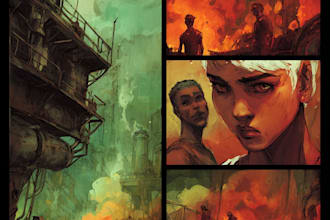 draw comic book page art panels, and characters