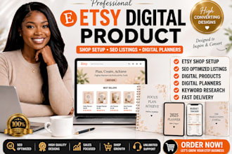 do etsy digital product, etsy shop setup, etsy SEO listings, digital planners