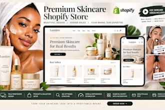design prestige skincare shopify store skin care website with ugc skincare video