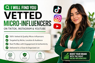 find you vetted micro influencers on tiktok instagram and youtube for your list