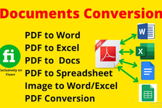 convert any documents, pdfs to ms word or excel, pictures to ms word or excel
