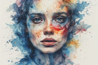 paint weird, abstract watercolor portraits for unique people