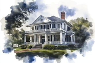 watercolor a house portrait