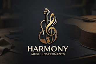 design a unique and creative musical instrument logo