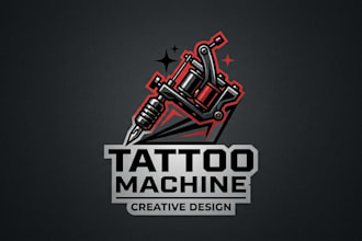 design a bold and edgy tattoo machine logo for your brand