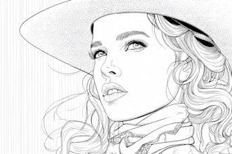 line drawing and vector line art illustration
